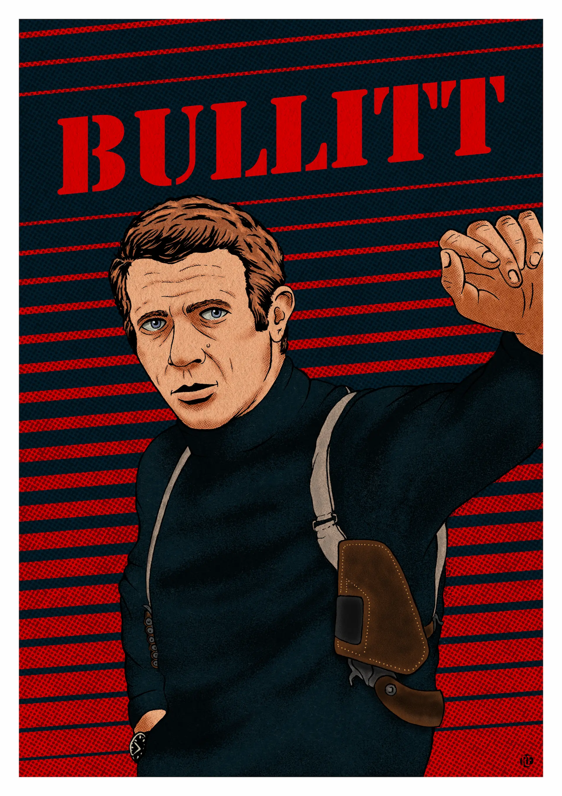 Steve McQueen in Bullitt – illustrated poster by Rafa Frantic